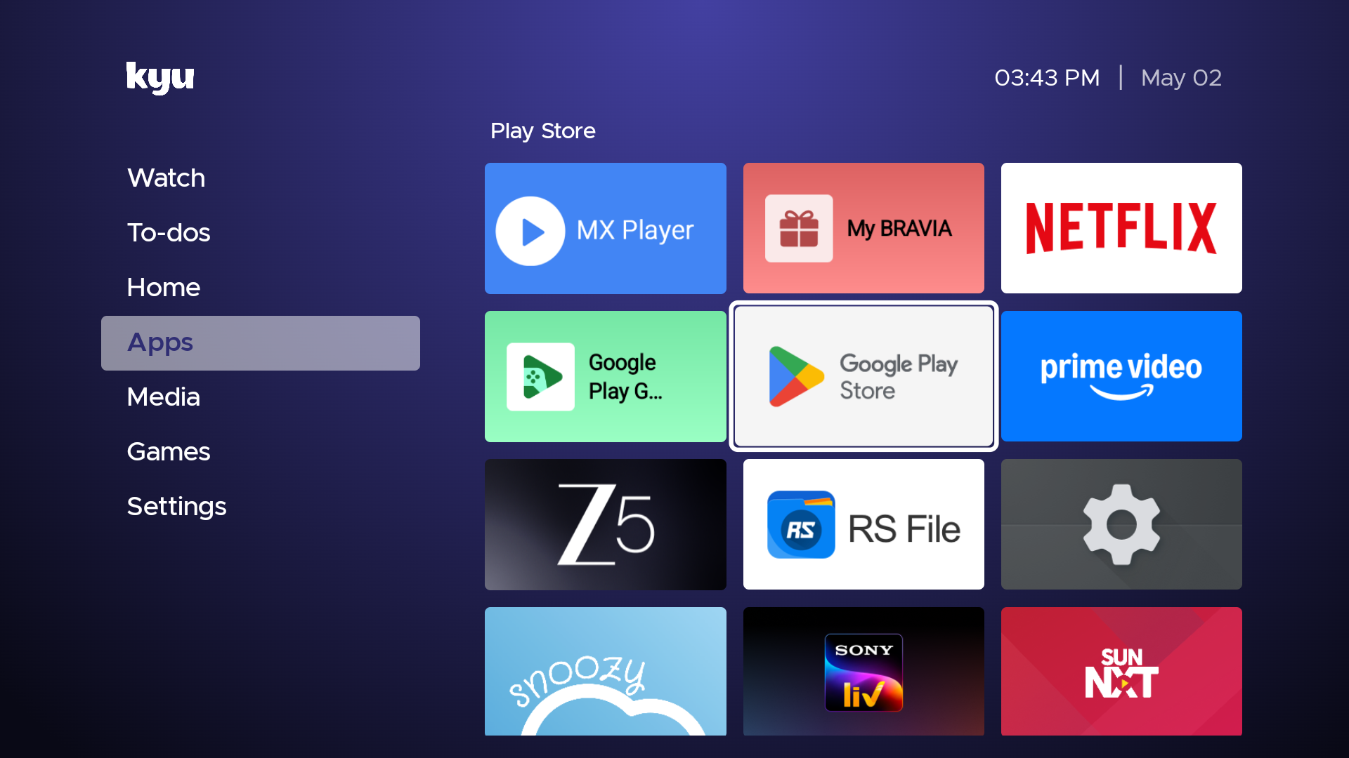 Kyu Android TV Launcher Screenshot